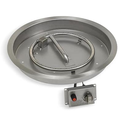 19" Round Stainless Steel Drop-in Fire Pit Pan With Electric Ignition System kit, CSA Certified