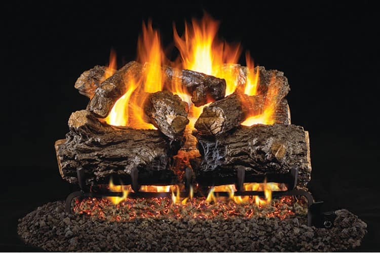 Real Fyre Burnt Rustic Oak Logs with G46 Series Burner – Best of Backyard